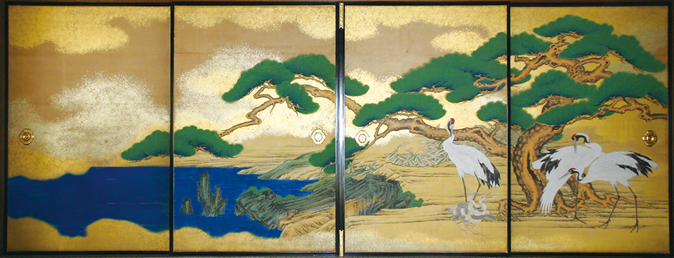 御常御殿的障壁画《松鹤图》，作者：狩野永岳